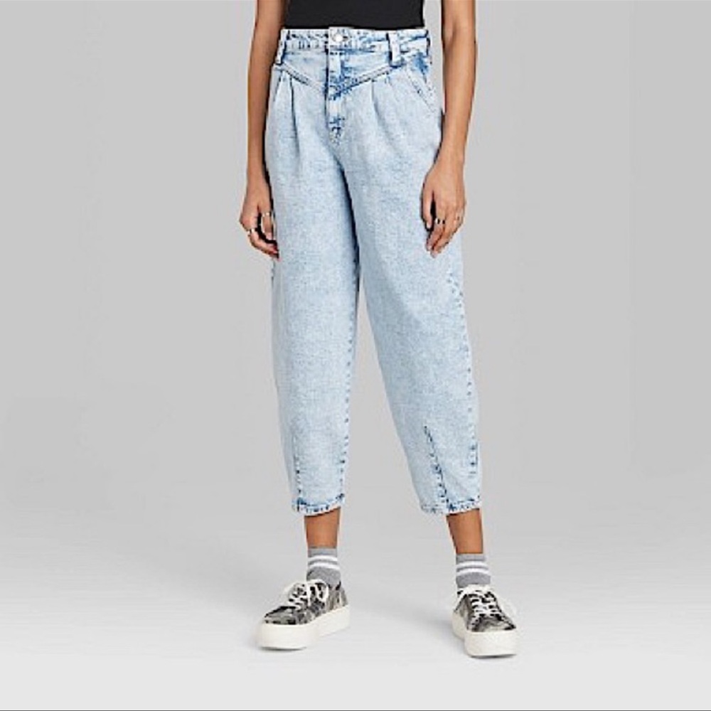 Womens Wild Fable Blue Acid Wash High Rise Balloon Jeans Size 18